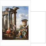 Capriccio with the preaching of a saint, the Medici vase, a ruined temple and the Pyramid of Cestius, c.1745 by Giovanni Paolo Pannini or Panini