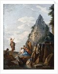 Capriccio with the preaching of St. John the Baptist, the Pyramid of Cestius and other classical monuments, 1745 by Giovanni Paolo Pannini or Panini
