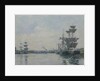 Le Havre, ships in a basin by Eugene Louis Boudin