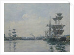 Le Havre, ships in a basin by Eugene Louis Boudin