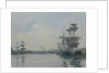 Le Havre, ships in a basin by Eugene Louis Boudin