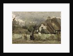 Thatched cottage in Picardie by Jean Baptiste Camille Corot