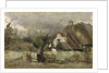 Thatched cottage in Picardie by Jean Baptiste Camille Corot