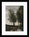 The pond, cowherd by Jean Baptiste Camille Corot