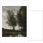 The pond, cowherd by Jean Baptiste Camille Corot