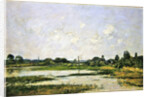The banks of the river Touques at Trouville during the spring tides by Eugene Louis Boudin