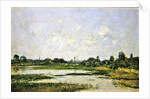 The banks of the river Touques at Trouville during the spring tides by Eugene Louis Boudin