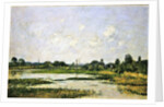 The banks of the river Touques at Trouville during the spring tides by Eugene Louis Boudin