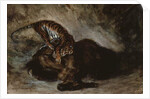 Tiger attacking a horse by Ferdinand Victor Eugene Delacroix