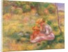 Woman and Child sitting in a Field, c.1898 by Pierre Auguste Renoir