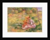 Woman and Child sitting in a Field, c.1898 by Pierre Auguste Renoir