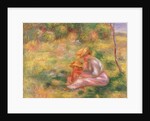 Woman and Child sitting in a Field, c.1898 by Pierre Auguste Renoir