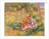 Woman and Child sitting in a Field, c.1898 by Pierre Auguste Renoir