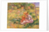 Woman and Child sitting in a Field, c.1898 by Pierre Auguste Renoir