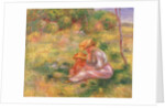 Woman and Child sitting in a Field, c.1898 by Pierre Auguste Renoir