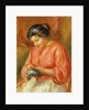 Girl in Red, Knitting by Pierre Auguste Renoir