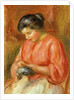 Girl in Red, Knitting by Pierre Auguste Renoir