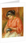 Girl in Red, Knitting by Pierre Auguste Renoir