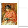 Girl in Red, Knitting by Pierre Auguste Renoir