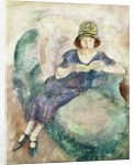 Girl in Blue Reading on a Sofa, 1926-27 by Jules Pascin