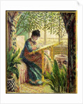Madame Monet Embroidering 1875 by Claude Monet