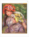 Heads of Two Girls with Hats, c.1910 by Pierre Auguste Renoir