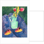 Flowers in a Green Vase on Purple Cloth by Alfred Henry Maurer