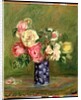 Roses in a Blue Vase by Pierre Auguste Renoir