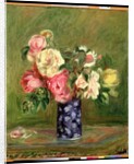 Roses in a Blue Vase by Pierre Auguste Renoir