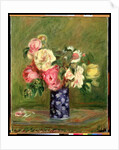 Roses in a Blue Vase by Pierre Auguste Renoir