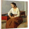 Seated Woman in Brown Skirt by Jean Baptiste Camille Corot