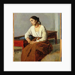Seated Woman in Brown Skirt by Jean Baptiste Camille Corot