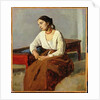 Seated Woman in Brown Skirt by Jean Baptiste Camille Corot