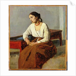 Seated Woman in Brown Skirt by Jean Baptiste Camille Corot