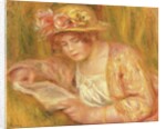 Woman with a Hat Reading, c.1917-18 by Pierre Auguste Renoir