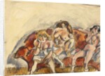 Three Women on a Red Sofa by Jules Pascin