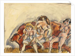 Three Women on a Red Sofa by Jules Pascin