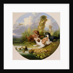 Three Spaniels Flushing Mallard by George Armfield