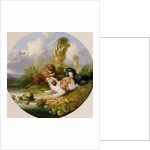 Three Spaniels Flushing Mallard by George Armfield