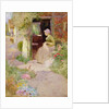 A Girl Sewing at the Door of a Cottage, 1906 by Thomas Mackay