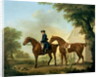 Mr. Crewe's Hunters with a Groom near a Wooden Barn by George Stubbs
