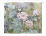 Pink poppies with bees by Rosalie Bullock