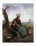 Peasant woman and boy, 1846 by Adolphe-Felix Cals