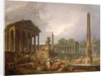 Architectural Capriccio with temple and obelisk, 1798 by Hubert Robert
