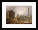 Architectural Capriccio with temple and obelisk, 1798 by Hubert Robert