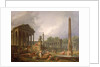 Architectural Capriccio with temple and obelisk, 1798 by Hubert Robert