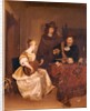 A Young Woman Playing a Theorbo to Two Men, 1667-68 by Gerard ter Borch or Terborch