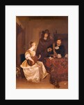A Young Woman Playing a Theorbo to Two Men, 1667-68 by Gerard ter Borch or Terborch