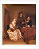 A Young Woman Playing a Theorbo to Two Men, 1667-68 by Gerard ter Borch or Terborch
