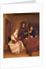 A Young Woman Playing a Theorbo to Two Men, 1667-68 by Gerard ter Borch or Terborch